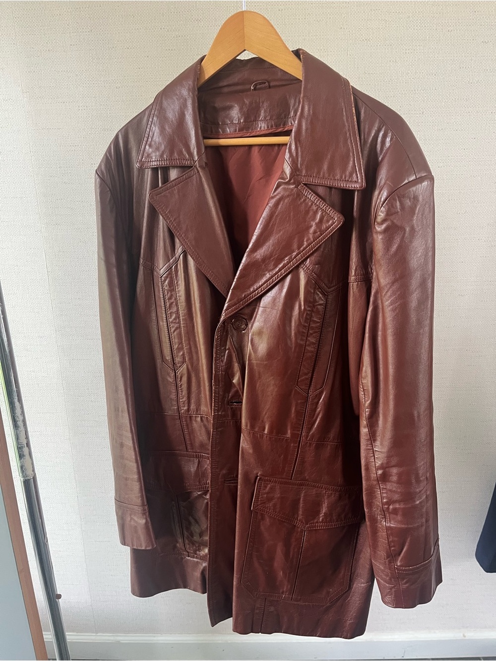 Men's Brown Leather Trench Coat Jacket
